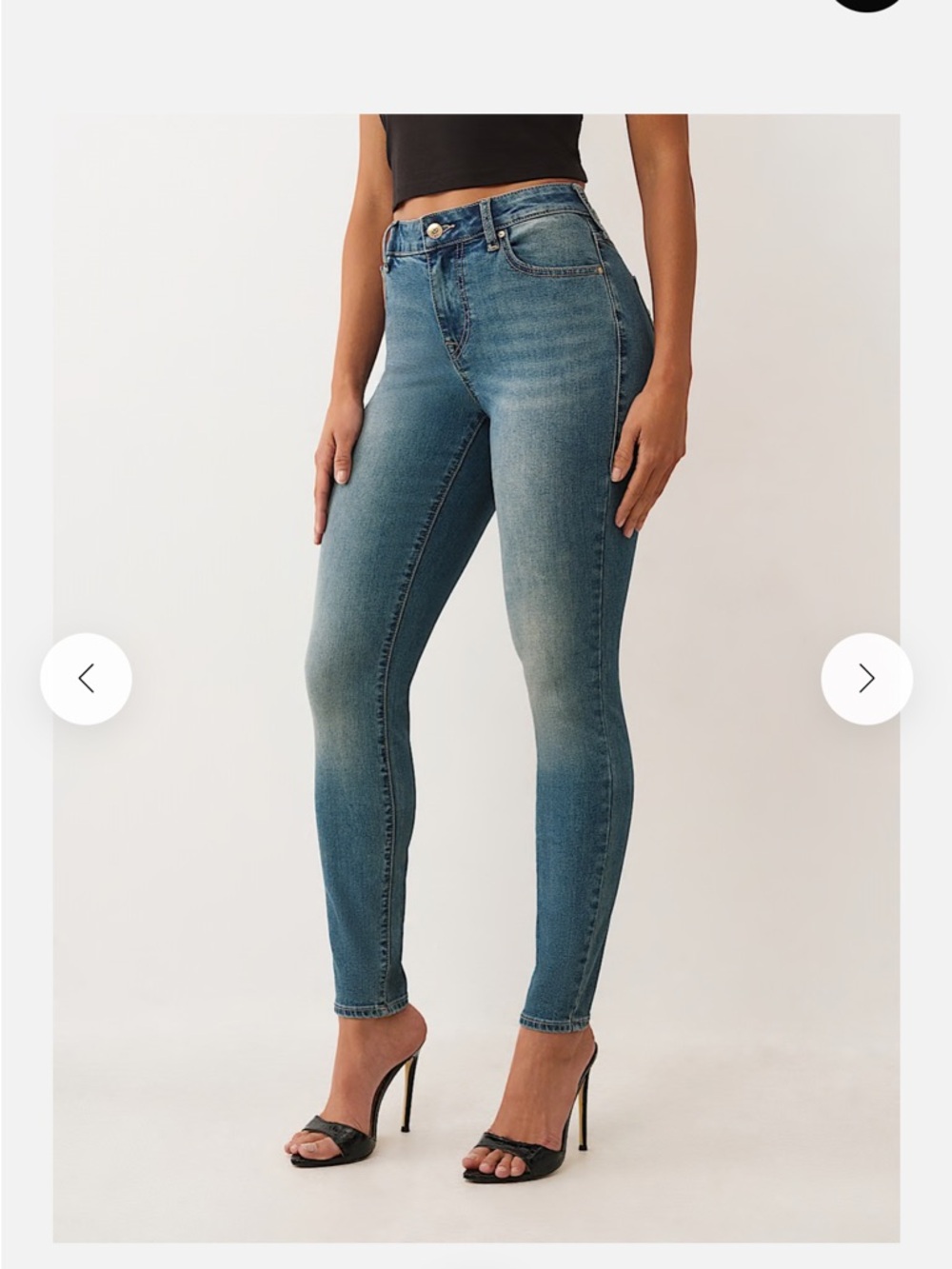 NWT True Religion Jennie Curvy Mid Rise Crystal Skinny Jeans 28